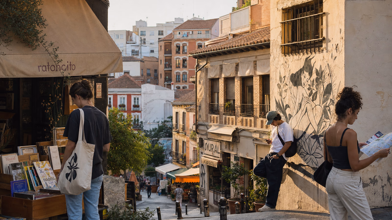 Typical street in Lavapiés neighbourhood, Madrid